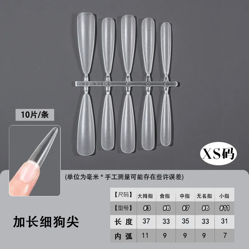 Slim Extra Long Frosted Press-On Nail Tips - Pre-Etched Full Cover Blanks