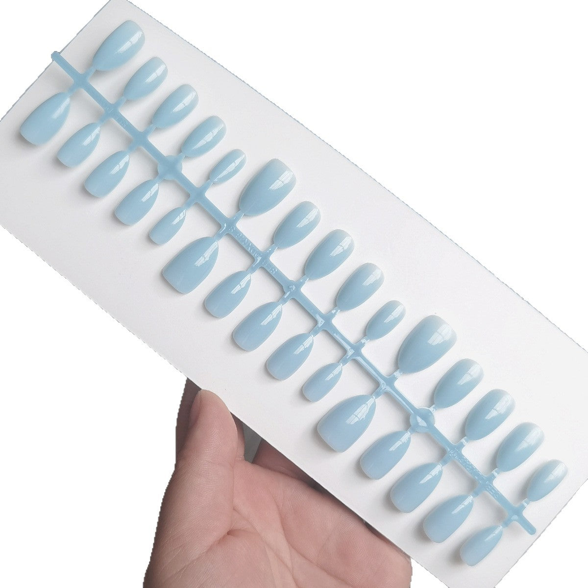 Chic Icy Blue Short Almond Press-On Nails - Solid Color