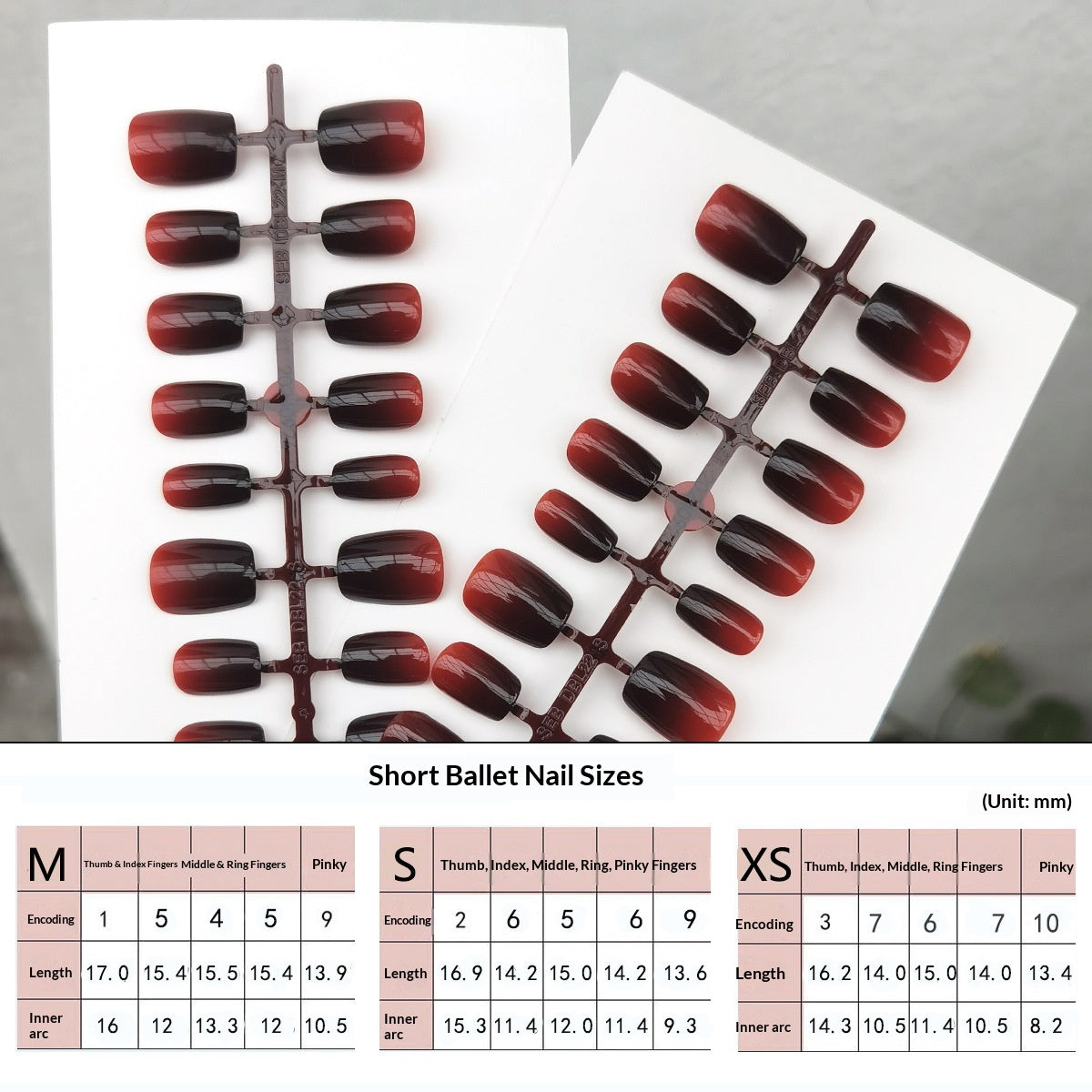 Chic Red & Black Ombre Press-On Nails | Edgy Short Square