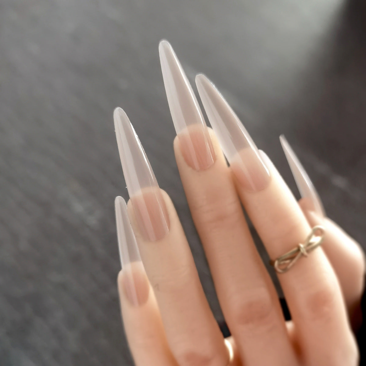 Ultra Long Pointy Stiletto Press-On Nails - Nude Blush Ombre