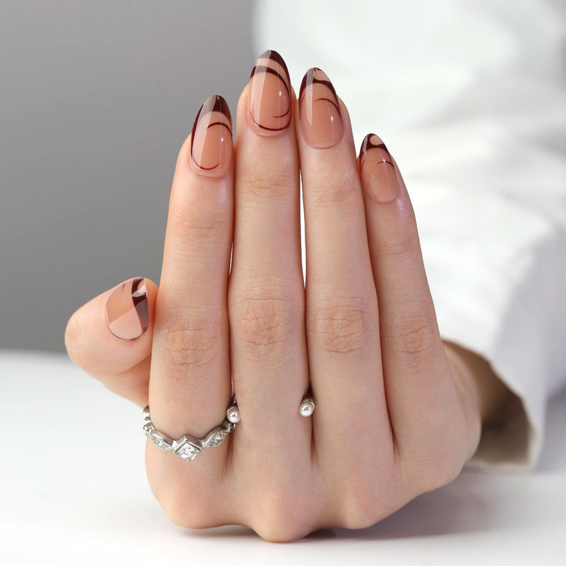 French Minimalist Nude Pink Almond Short Press On Nails – JP3268