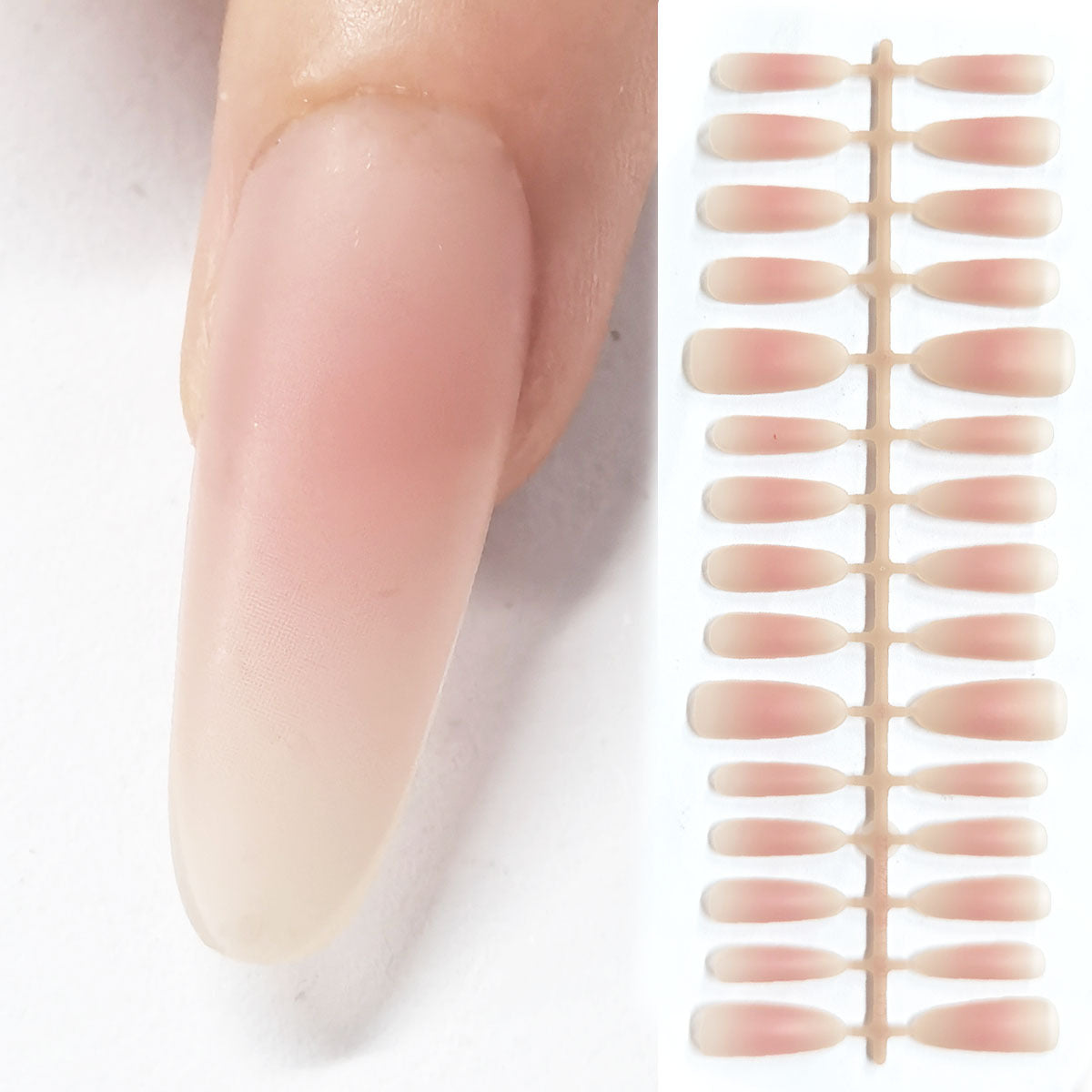 Matte Blush Ombré Coffin Press-On Nail Tips - DIY Ready