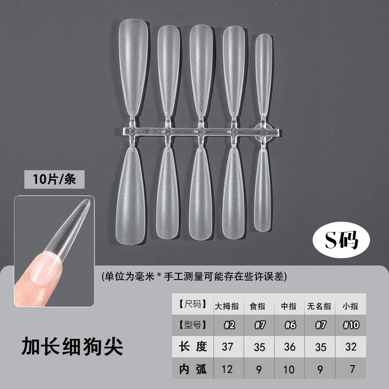 Slim Extra Long Frosted Press-On Nail Tips - Pre-Etched Full Cover Blanks