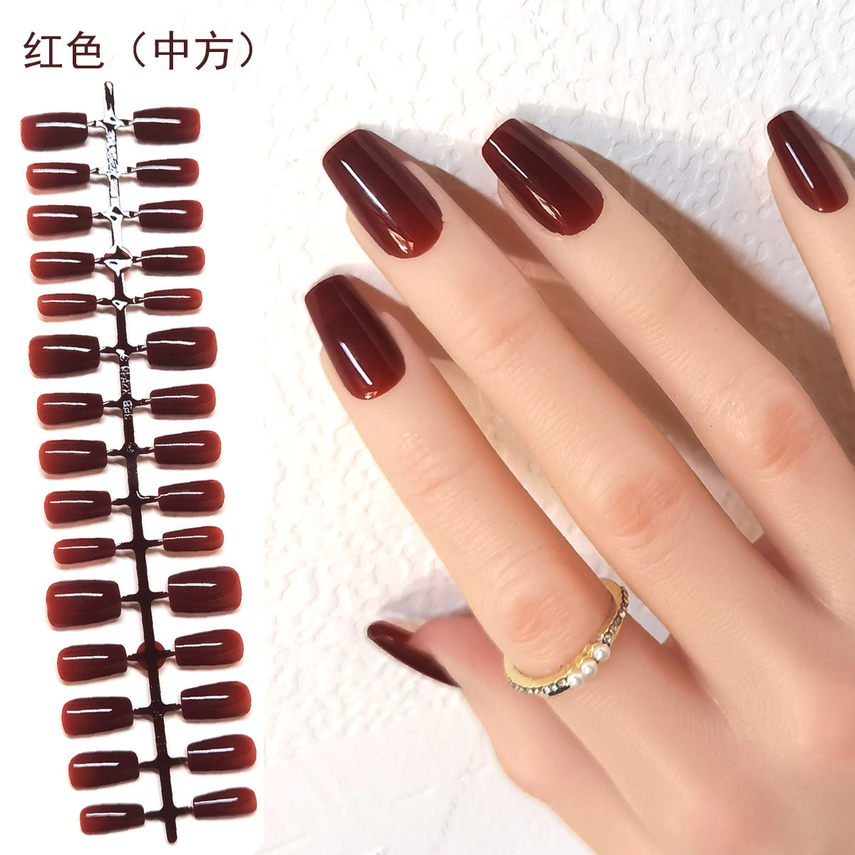 光澤櫻桃紅穿戴甲 - 節日與日常穿搭