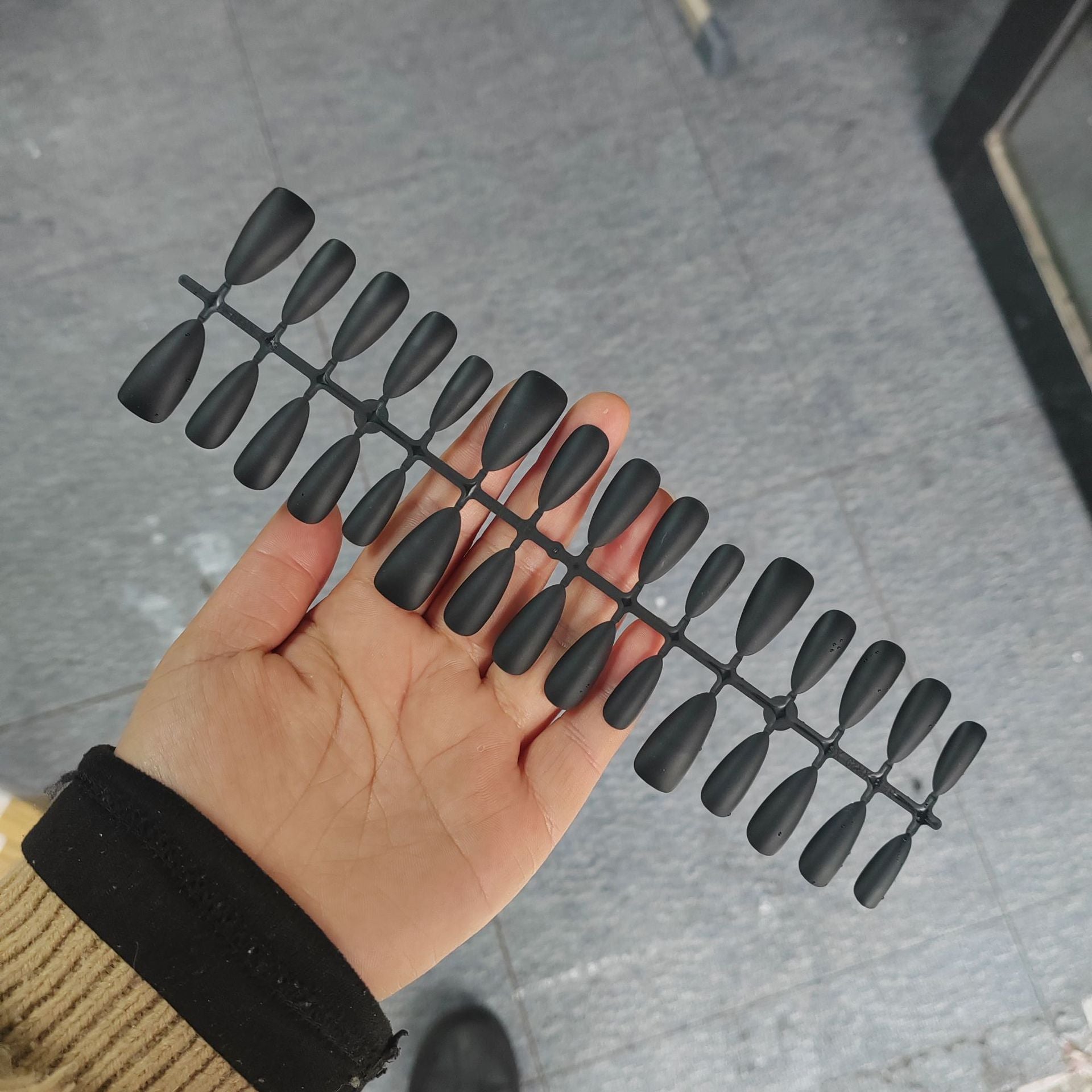 Pure Black Press-On Nail Blanks - Bulk Wholesale for Customization