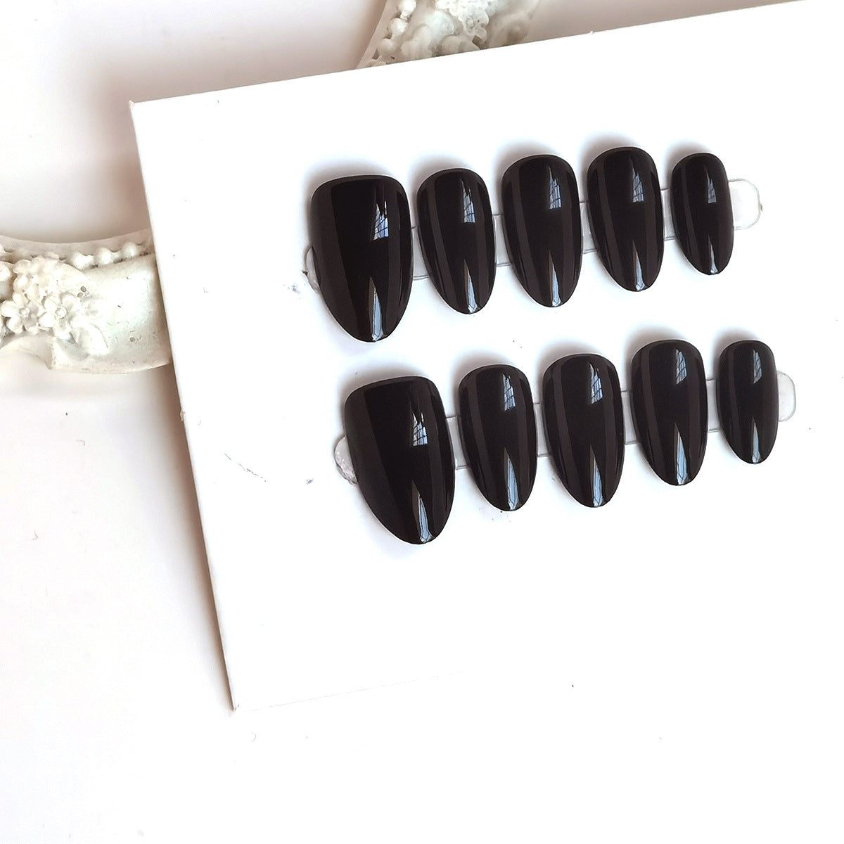 Solid Color Almond Press-On Nails - Reusable & Simple