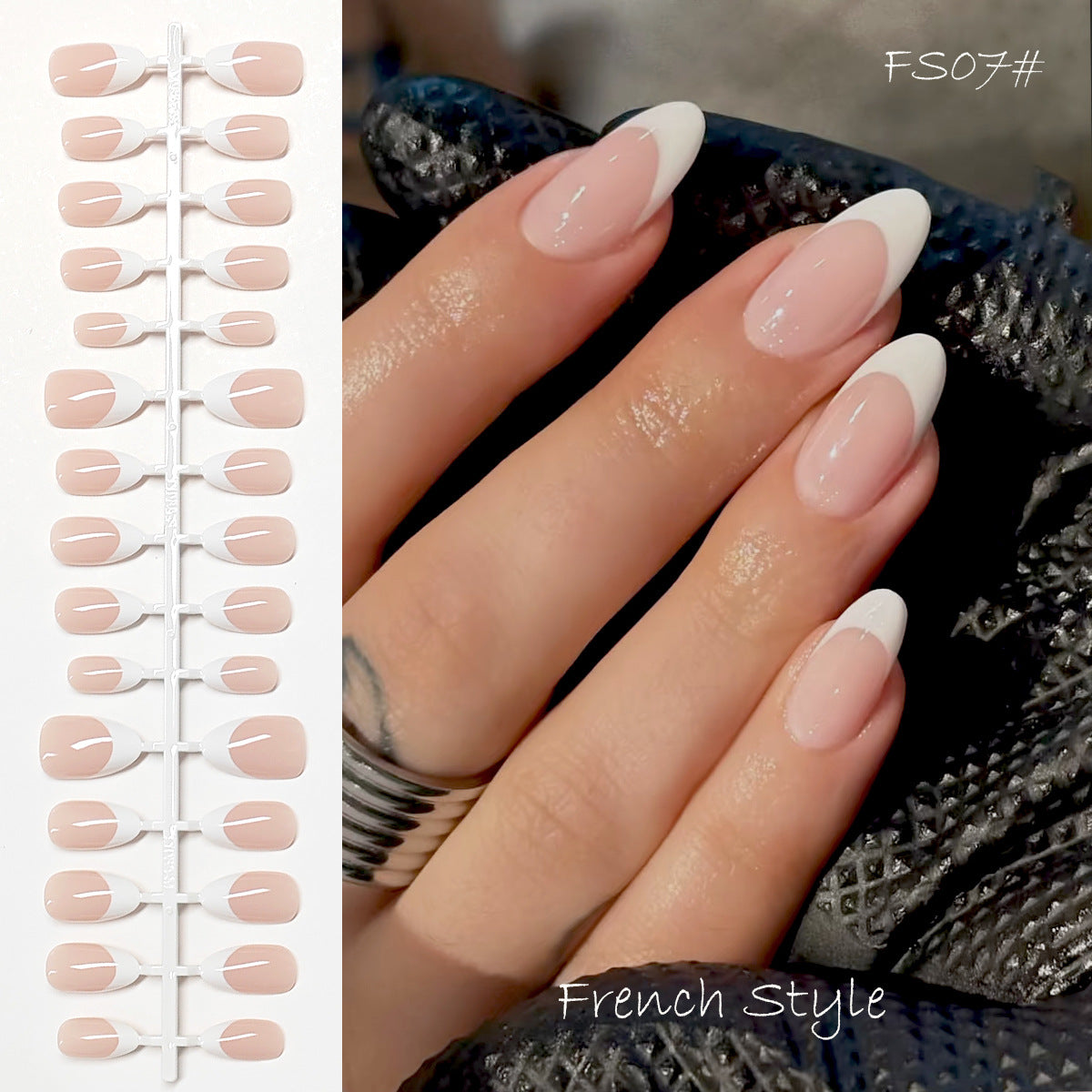 Classic Nude & White French Tip Press-On Nails | Wholesale