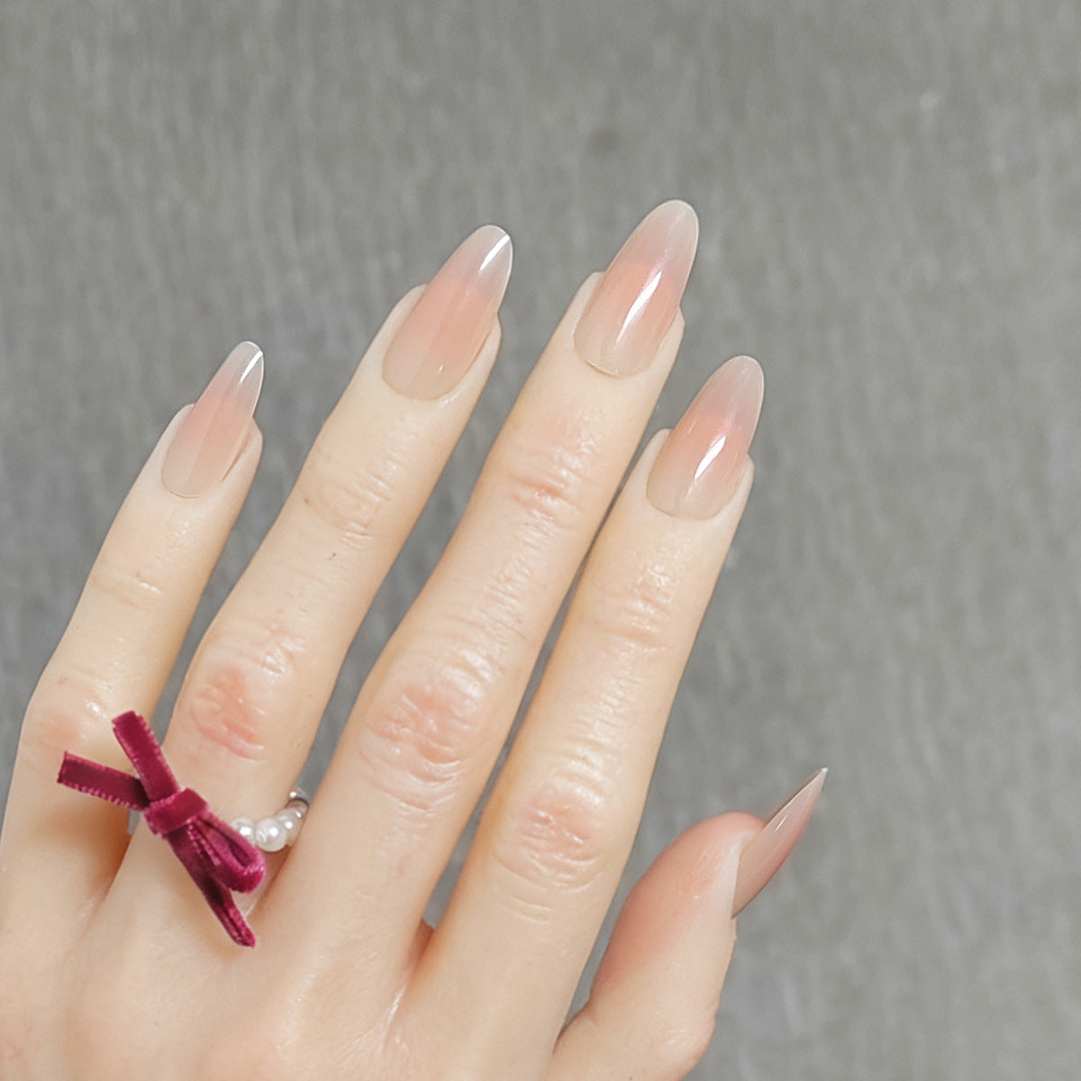 Sheer Nude Peach Blush Ombre Press-On Nails | Medium Coffin