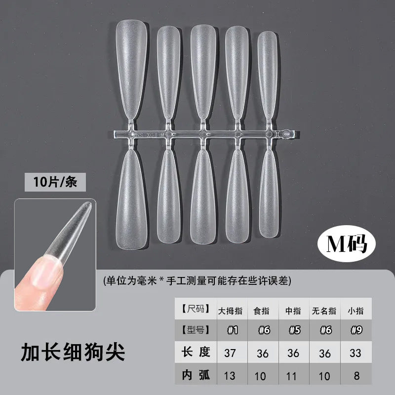 Slim Extra Long Frosted Press-On Nail Tips - Pre-Etched Full Cover Blanks