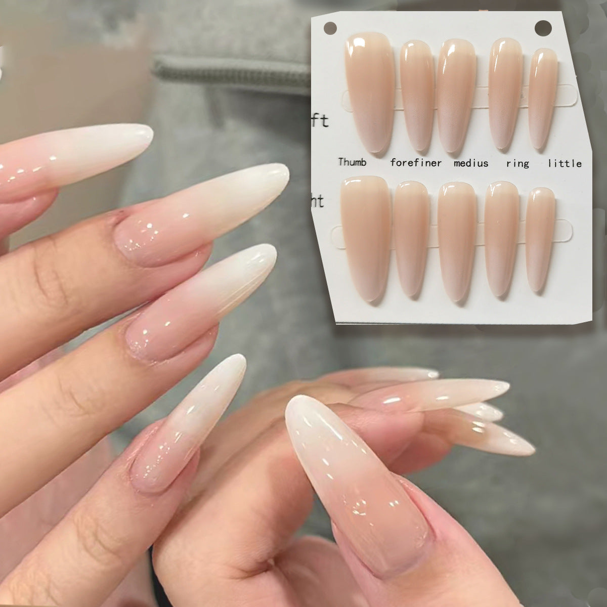 Gentle Blush Ombre & French Tip Press-On Nails | Sheer Nude