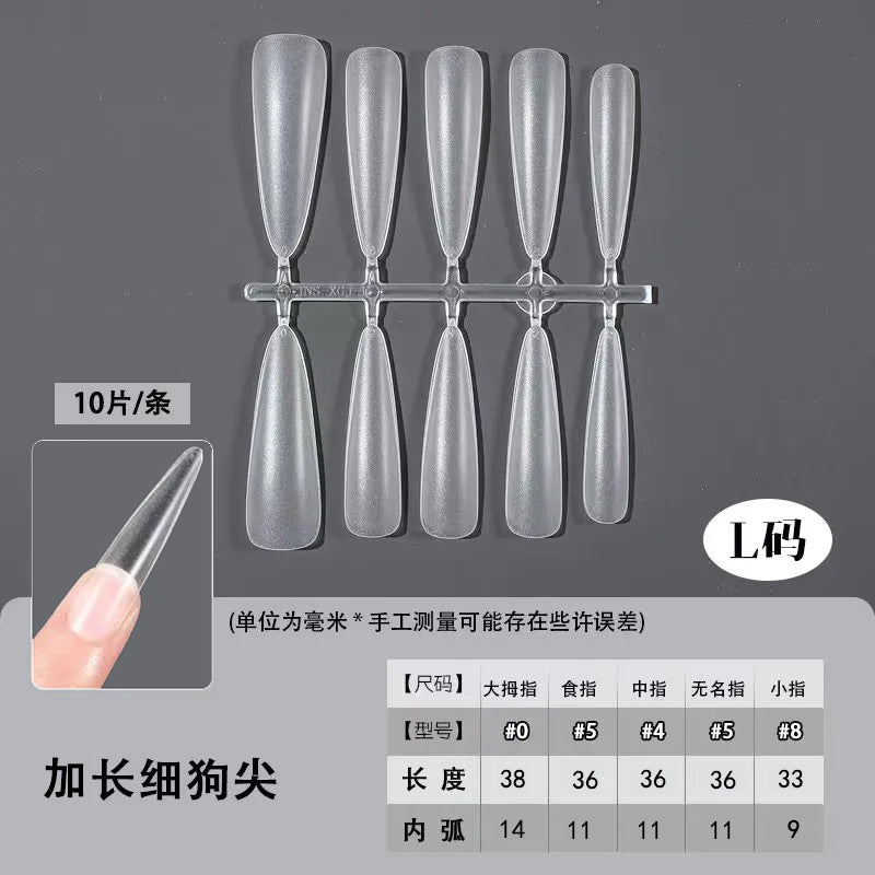 Slim Extra Long Frosted Press-On Nail Tips - Pre-Etched Full Cover Blanks