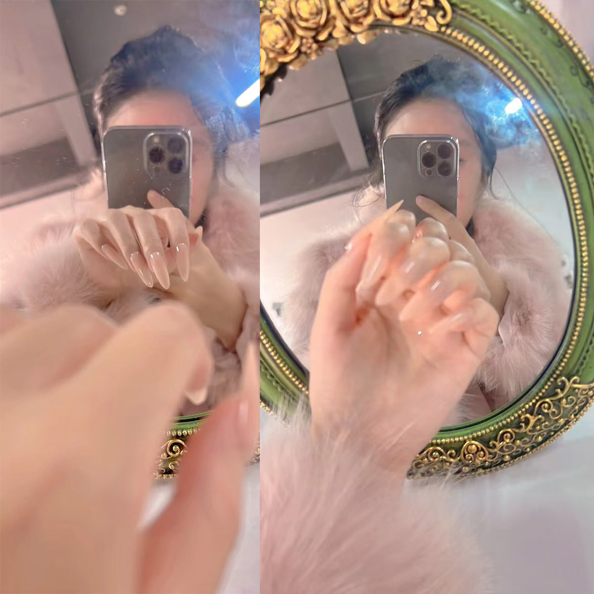 極簡裸色與透膚粉光澤穿戴甲 - 乾淨女孩美學