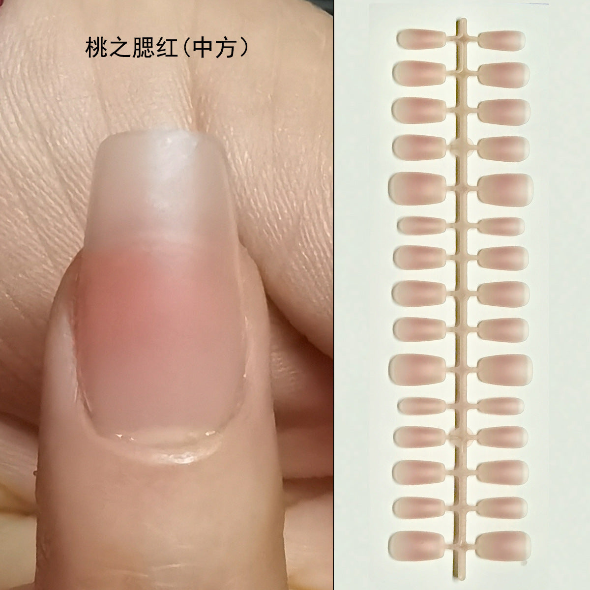 Matte Blush Ombré Coffin Press-On Nail Tips - DIY Ready