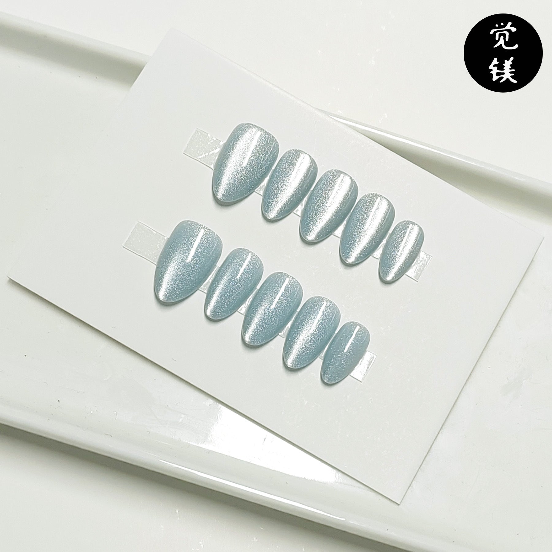 Chic Handmade Cat Eye Short Almond Press-On Nails