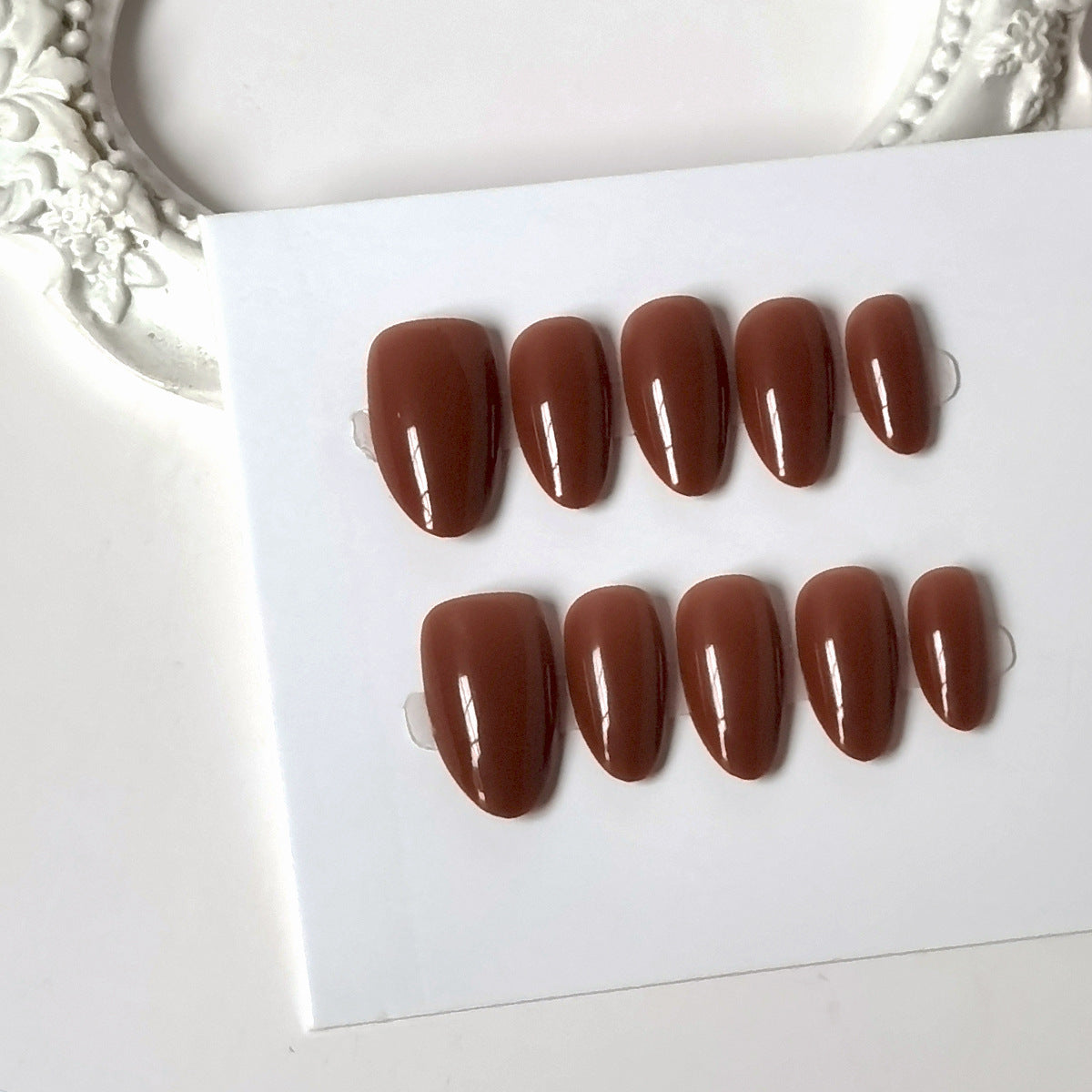 Solid Color Almond Press-On Nails - Reusable & Simple