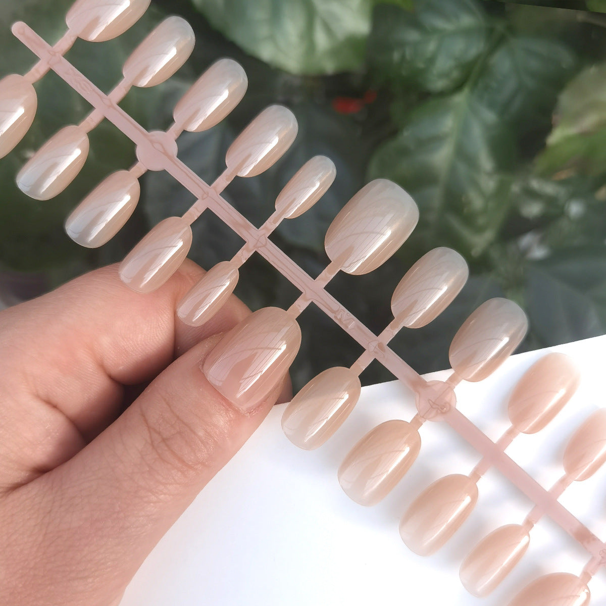 Glossy Nude Full Cover Press-On Nail Tips | Solid Color Blanks