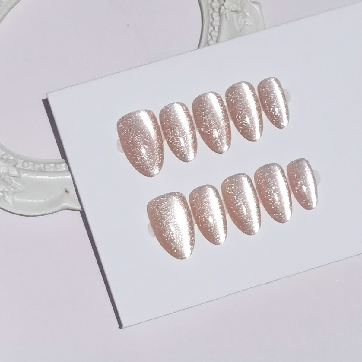 Chic Handmade Cat Eye Short Almond Press-On Nails