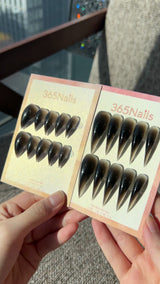 Mocha Fade Dragon Claw Stiletto Smoky Black Premium Handmade Dragon nails