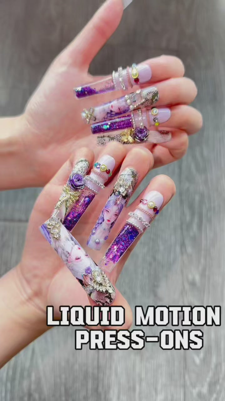 Cargar vídeo: 365nails: "Midnight Masquerade" – 3D Art Handmade Coffin Nails-5.5cm