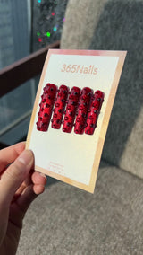 Ruby Queen Press On Nails｜Wine Red Long Square with Crystals | Starry Glitter · Sparkling Series