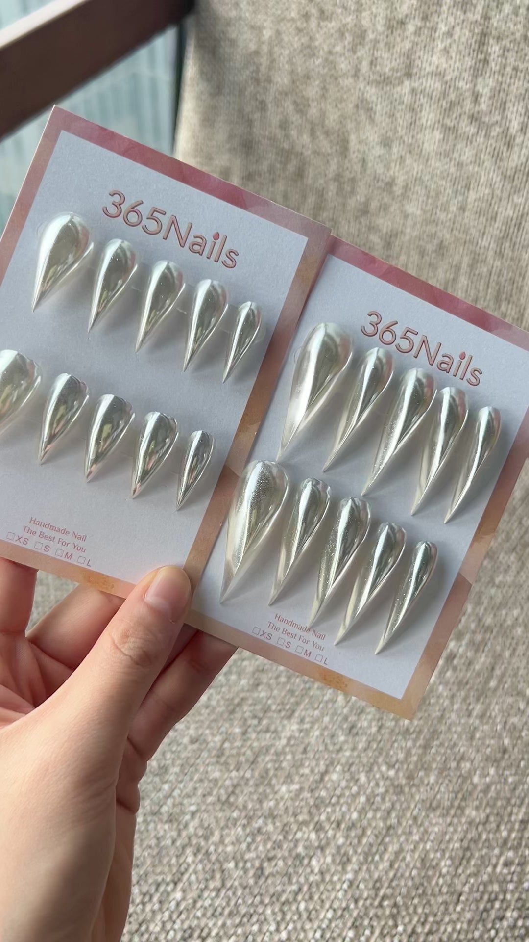 Load video: Liquid Silver Dragon Claw Stiletto High‑Shine Chrome｜365Nails Premium Handmade Dragon Nail