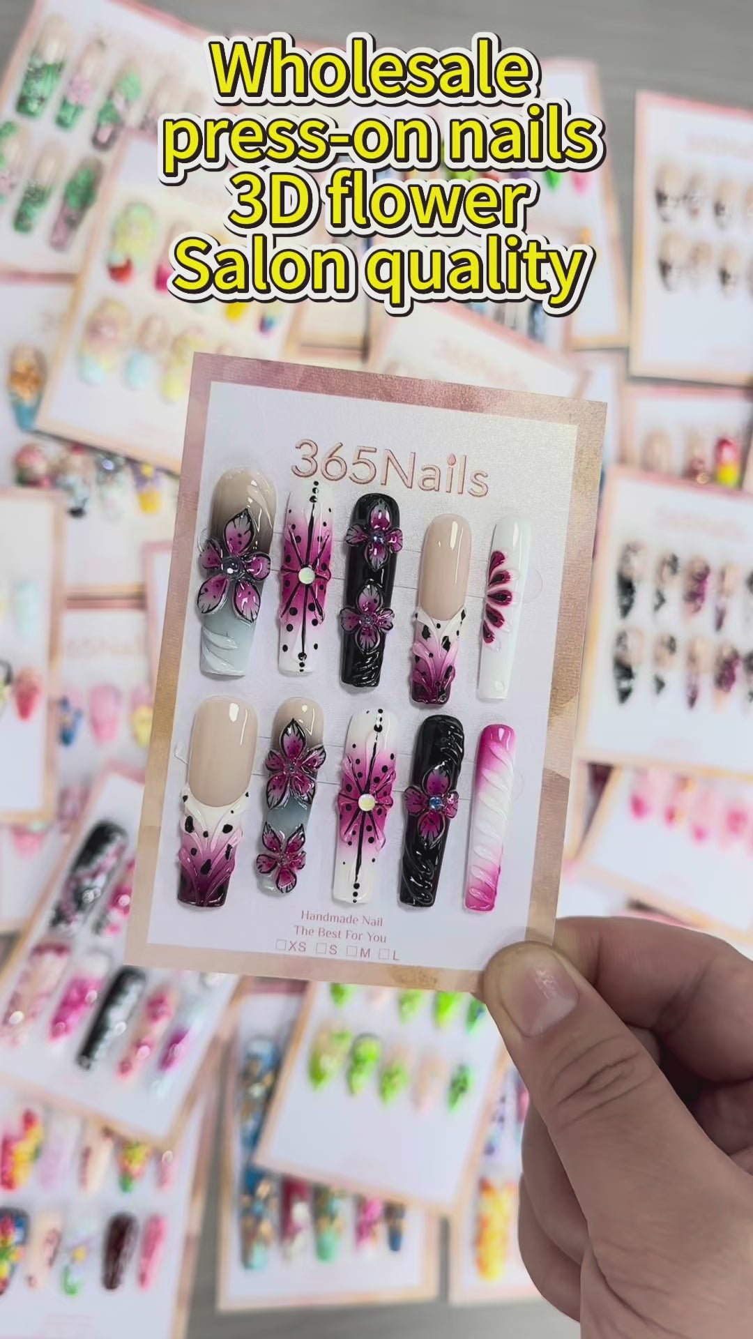 Charger la vidéo : Handmade Tropical Ocean Breeze 3D Floral Press-on Nails | Silver Bows &amp; Butterflies | Long Coffin