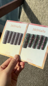 Aurora Neon Glitter Press On Nails｜Black Base Colorful Sparkle Square | Starry Glitter · Sparkling Series