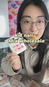 Wholesale Mixed Batch: Handmade Kids Press-on Nails - Assorted Cute Cartoon Designs (Size XS-L)
