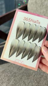 Cold Brew Latte Dragon Claw Stiletto Sheer Grey‑Brown Gradient Handmade Dragon Nail