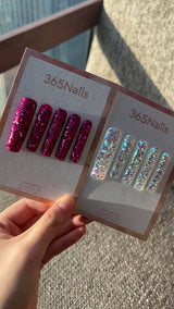 Raspberry Fizz Press On Nails Burgundy Micro Glitter Square｜Starry Glitter · Sparkling Series