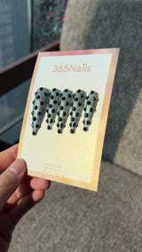 Midnight Studded Press On Nails｜Grey Silver Stiletto with Black Studs | Starry Glitter · Sparkling Series