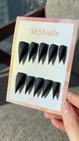 Matte Midnight Dragon Claw Stiletto Velvet Jet Black Handmade Dragon Nail