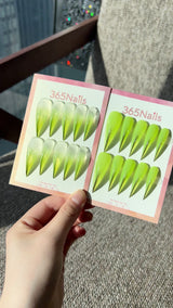 Lime Mint Dragon Claw Stiletto Clear Jelly Green Tips Handmade Dragon Nail