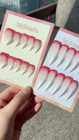 Strawberry Milk Dragon Claw Stiletto Red & White Gradient Premium Handmade Dragon nail