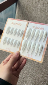 Snow Lace Dragon Claw Stiletto Press On Nails｜Milky White with Lace Detail｜365Nails Premium Handmade Dragon Nail