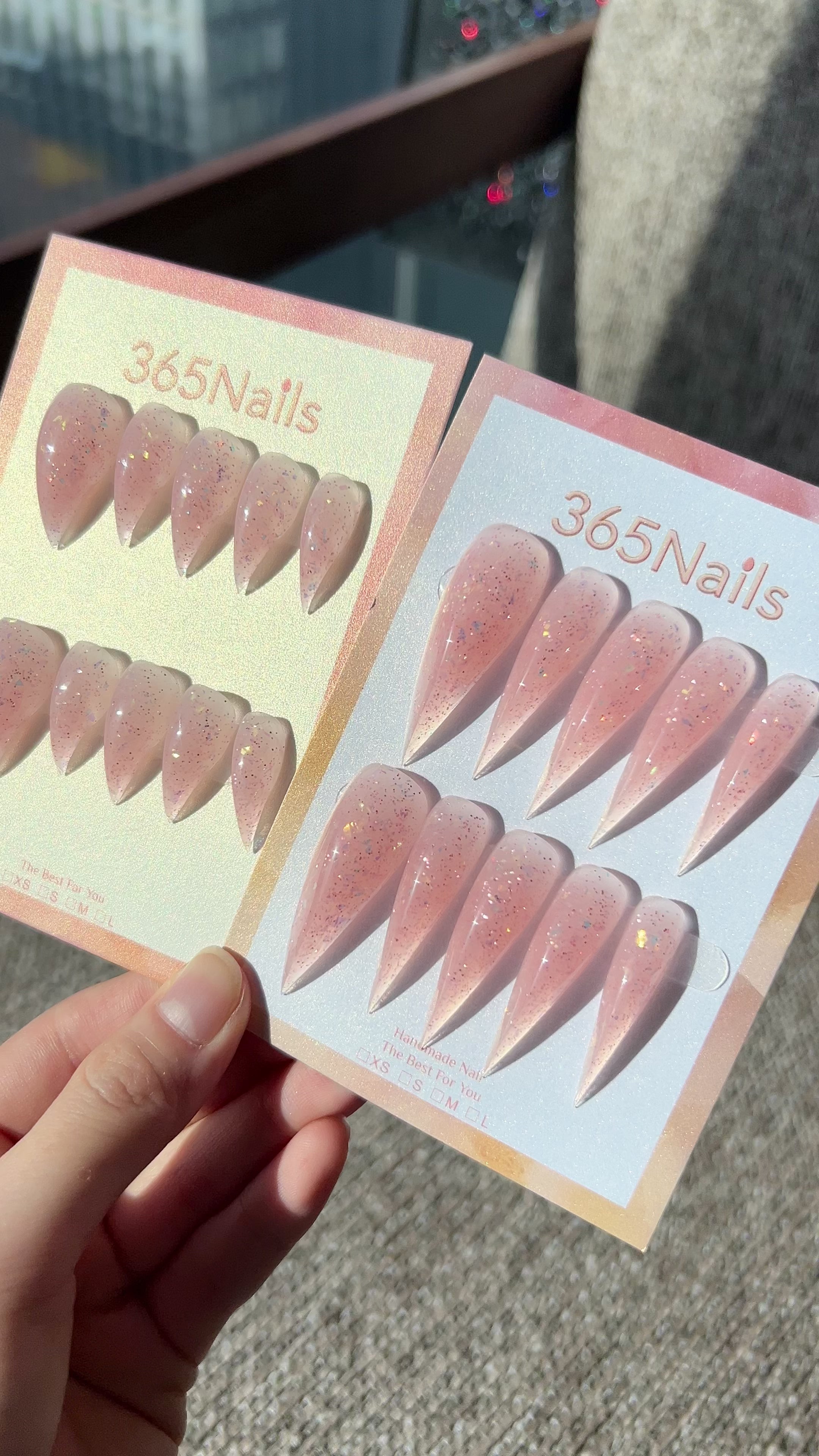 Cargar vídeo: Peach Fizz Dragon Claw Stiletto Jelly Pink Glitter Handmade Dragon Nail