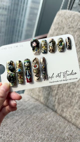 Artist Series: "Queen of the Nile" – 3D Sculpted Cleopatra, Bastet Cat & Eye of Horus Egyptian Masterpiece Nails