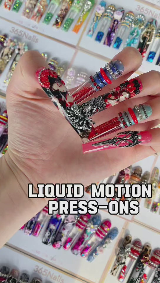 Cargar vídeo: 365nails: "Midnight Masquerade" – 3D Art Handmade Coffin Nails-5.5cm