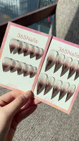 Rose Honey Tea Claw Stiletto Sheer Brown‑Gold Gradient Handmade Dragon Nail