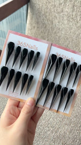 Glossy Midnight Dragon Claw Stiletto Press On Nails｜Mirror Jet Black｜365Nails Premium Handmade Dragon Series