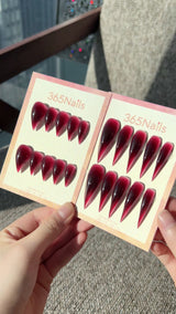 Wine Fizz Dragon Claw Stiletto Jelly Red Gradient Premium Handmade Dragon Nail