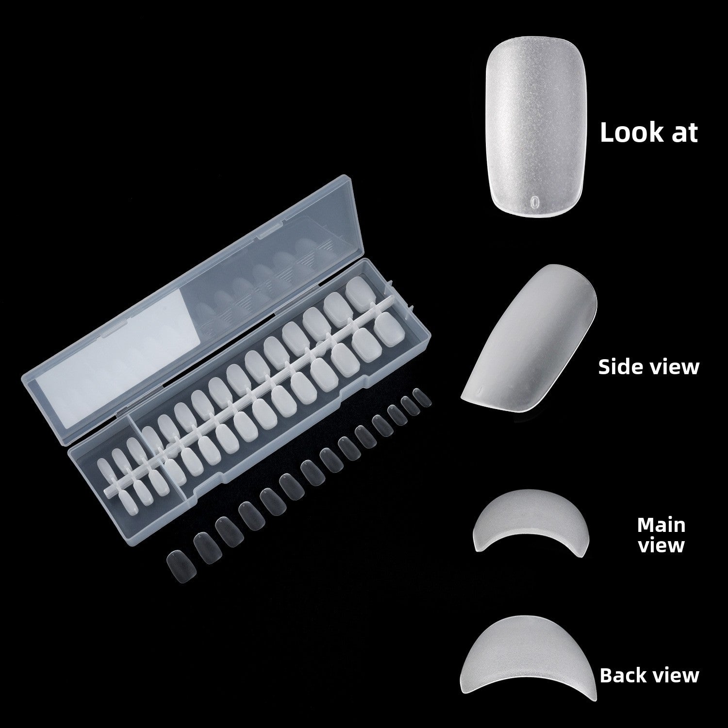 Puntas de uñas 300 piezas de arte de uñas, uñas postizas transparentes mate en caja, pieza de uña｜365nails