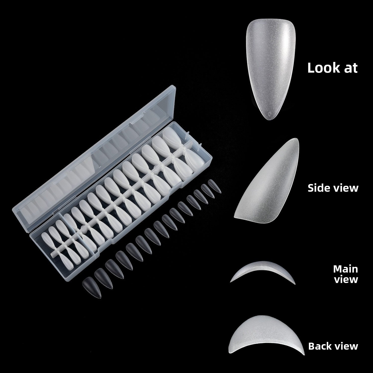 Puntas de uñas 300 piezas de arte de uñas, uñas postizas transparentes mate en caja, pieza de uña｜365nails