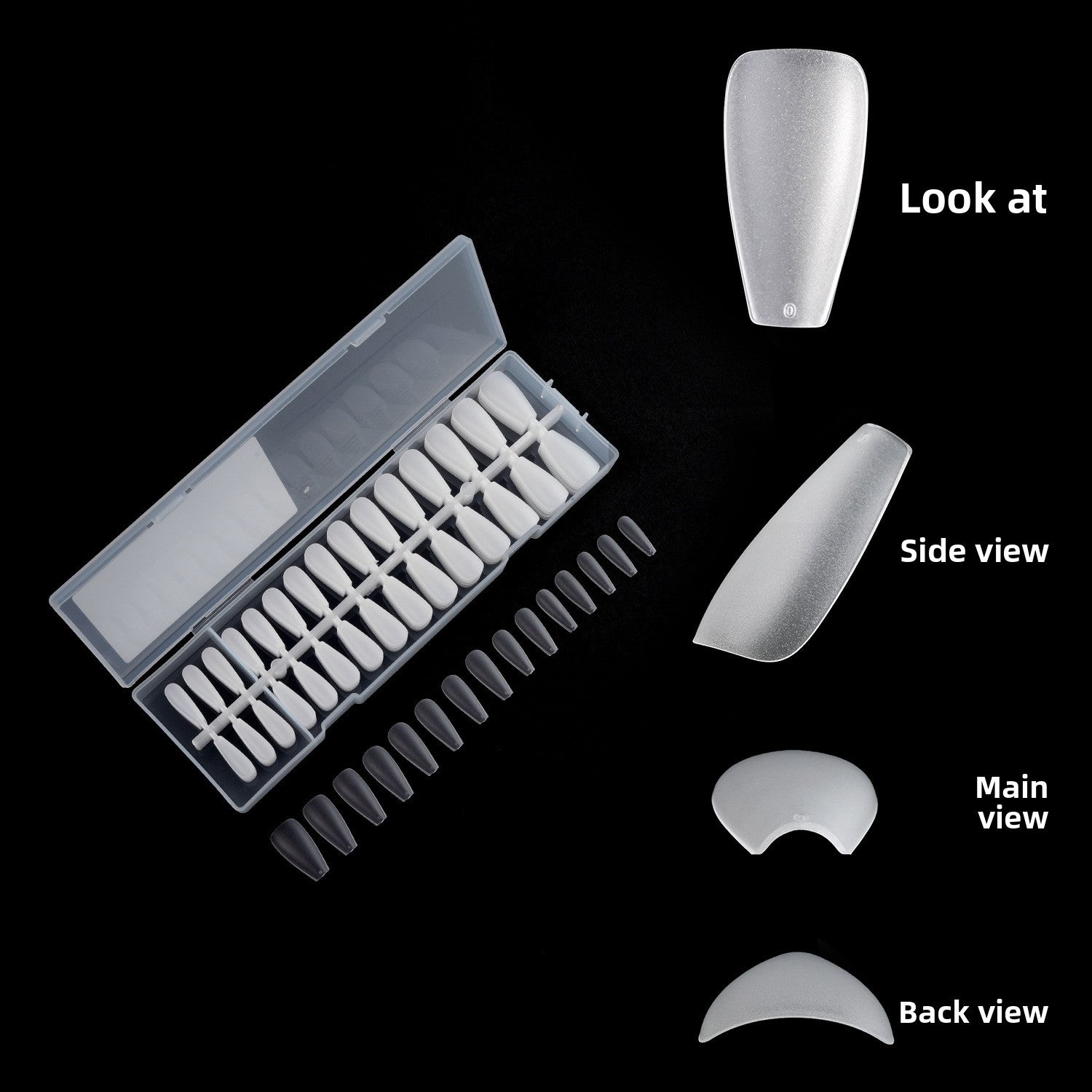 Puntas de uñas 300 piezas de arte de uñas, uñas postizas transparentes mate en caja, pieza de uña｜365nails