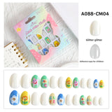 Kids press-on nails Comes with nail patch pointed almond 24 pieces finished product