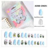 Kids press-on nails Comes with nail patch pointed almond 24 pieces finished product