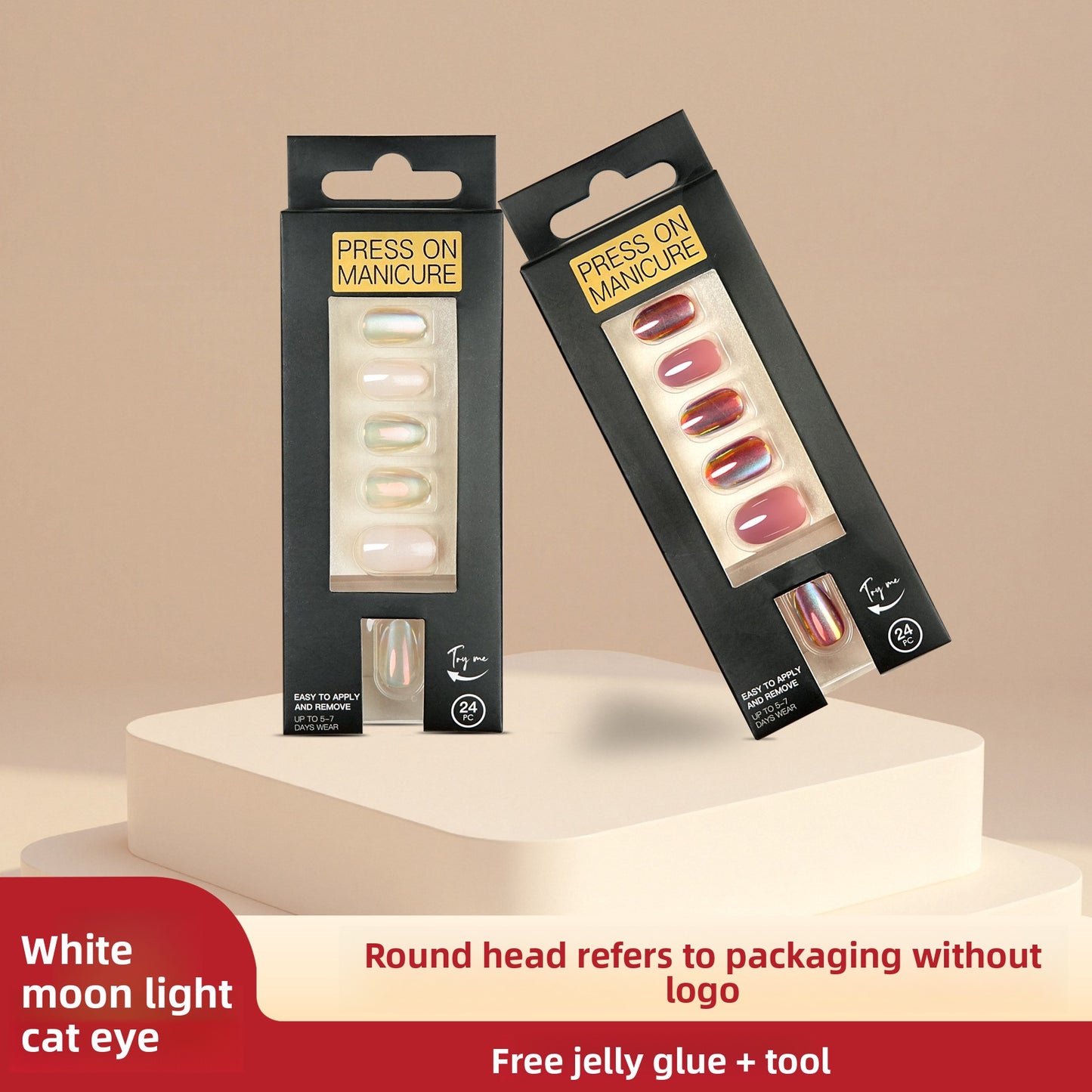 Mirror Chrome Glow Short Nail Set