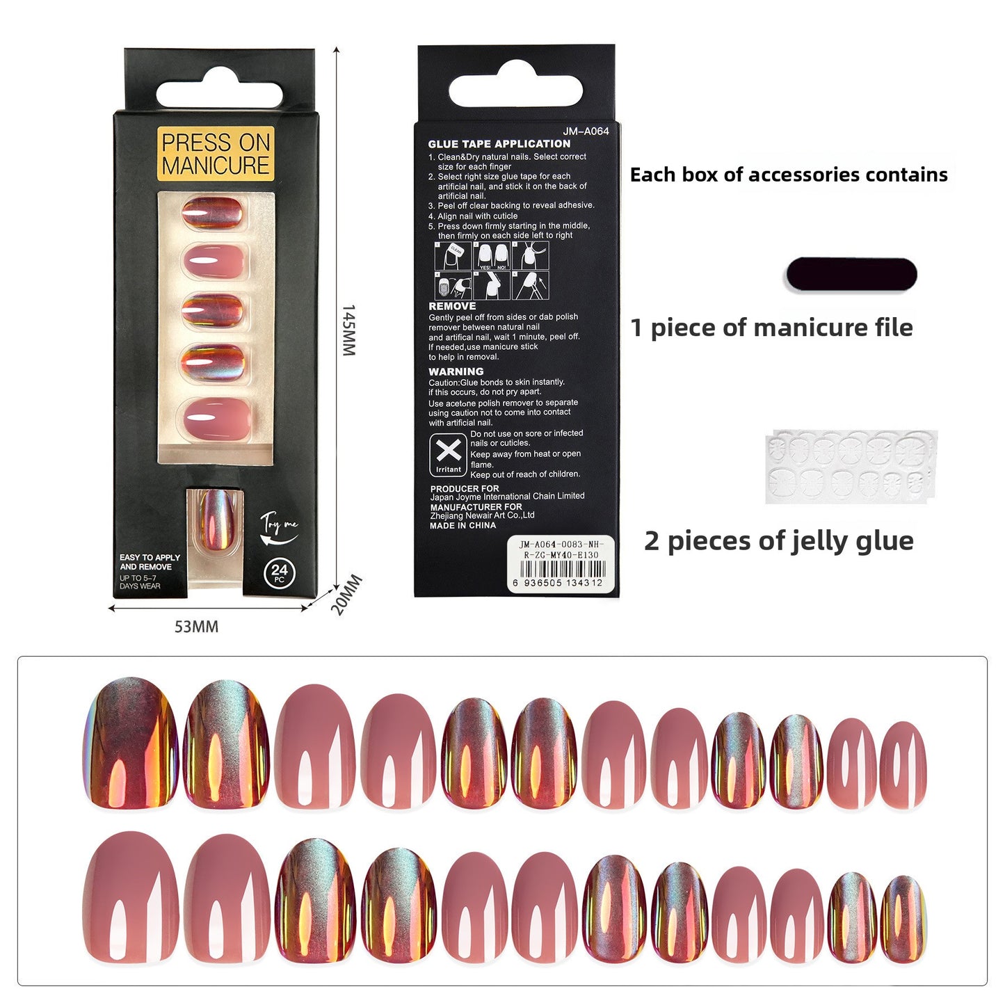 Mirror Chrome Glow Short Nail Set