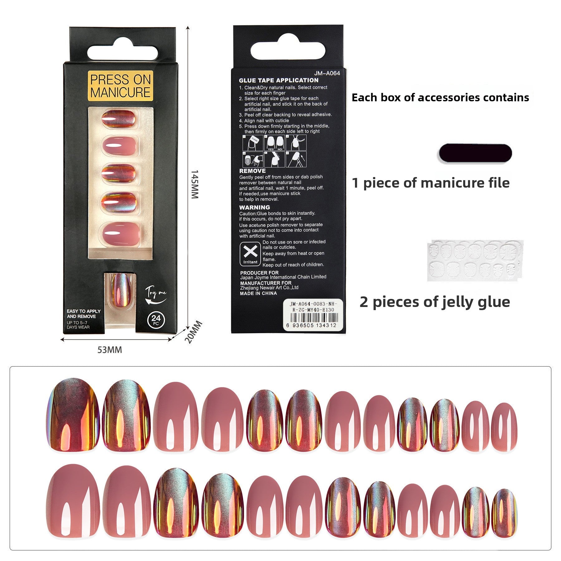 Mirror Chrome Glow Short Nail Set