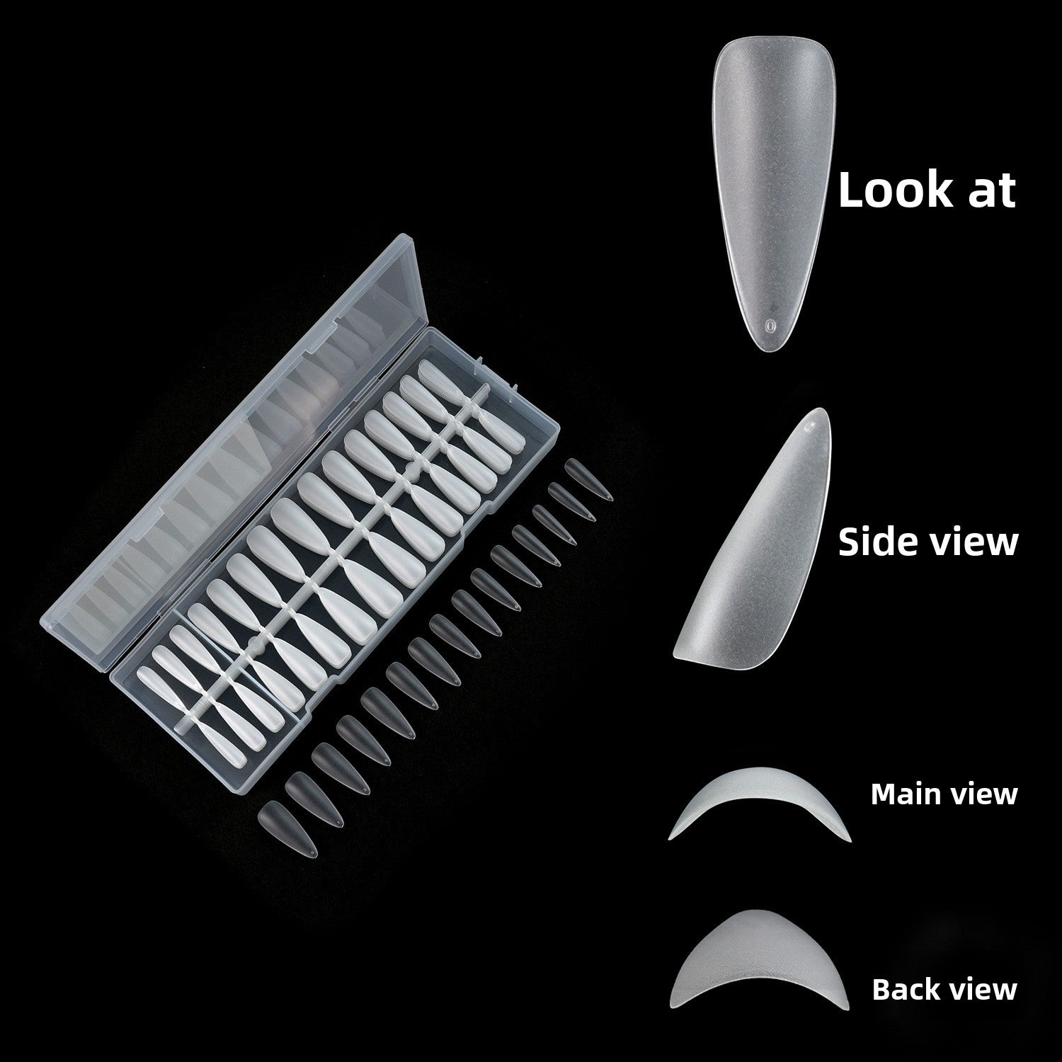 Puntas de uñas 300 piezas de arte de uñas, uñas postizas transparentes mate en caja, pieza de uña｜365nails